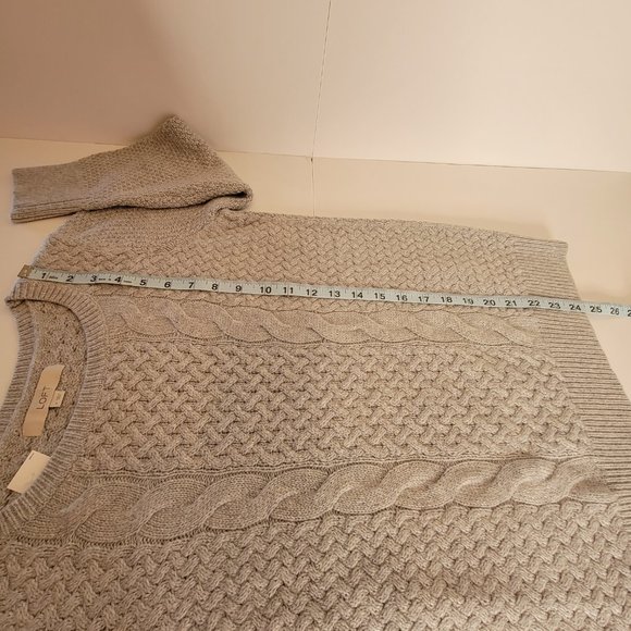 NEW, LOFT Multi Cable Design, Loose Fit, Ladies Grey Crew Neck Sweater, Size M - Picture 6 of 11
